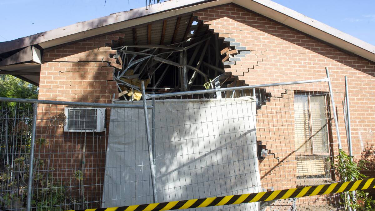 The Eaglehawk home that was hit by a car on Saturday. Picture: DARREN HOWE