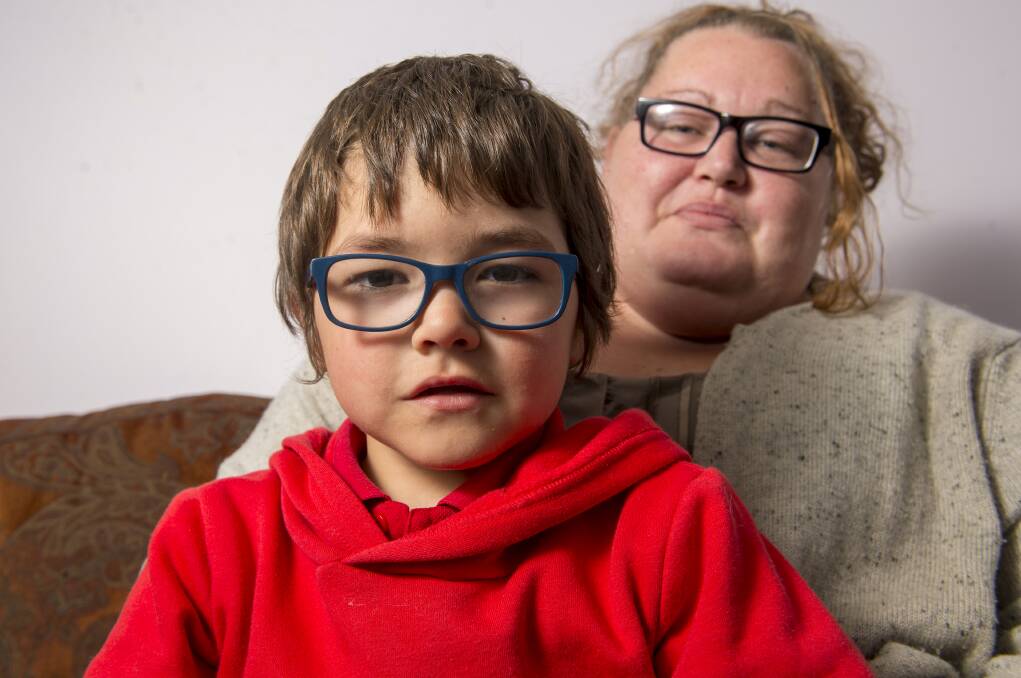 Michelle Smith and her son Chayce, 6, who has been on the waiting list to see an ENT specialist at Bendigo Health. Picture: DARREN HOWE