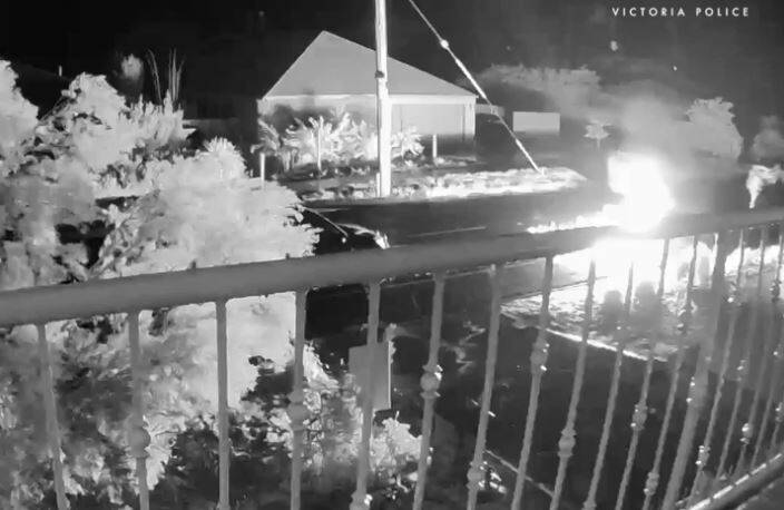 CCTV footage of a car fire in Strathfieldsaye in early October. Picture: POLICE MEDIA