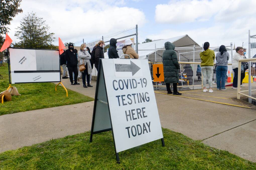 Coronavirus testing in Bendigo earlier this year. Picture: DARREN HOWE