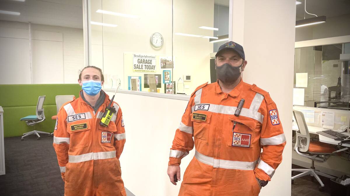 Matthew Heard and Darren Masters from the Bendigo SES. Picture: MADDY FOGARTY