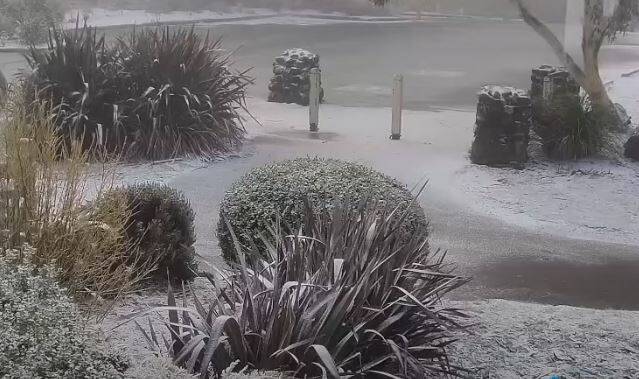 Snow on Mount Macedon. Picture: TOP OF THE RANGE TEAROOMS