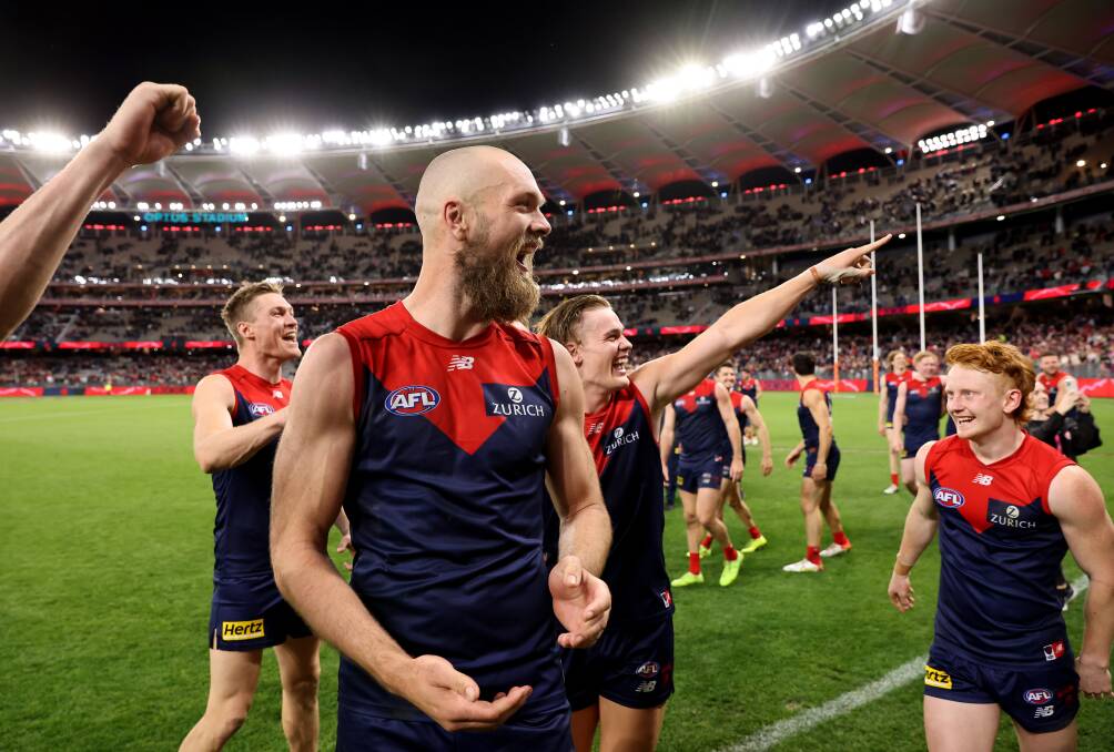 GRAND FINAL BOUND: Melbourne's Max Gawn celebrates after the Demons defeated the Cats in last weekend's preliminary final. Photo: Paul Kane/Getty Images