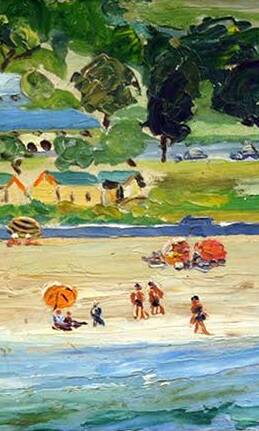 COLOURFUL: Lina Bryans, Lorne 1945, oil on card, 36 x 44 cm, Bequest of BS Andrew 1982.