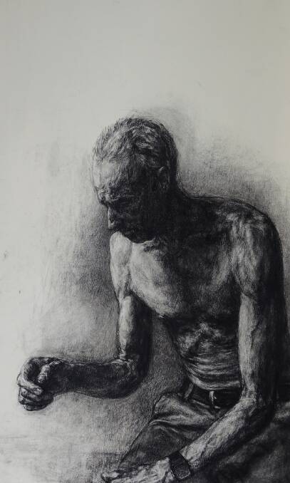 PRIZE: Peter Grziwotz, Study as St Jerome for a self-portrait 2016, charcoal on paper. Courtesy of the artist. 