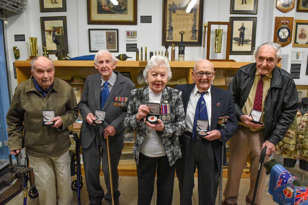  SERVICE RECOGNISED: Max Christmas, Don Bayles, Marie Brearley Harry Reeves and Ronald Jones at the service. Pictures: Paul Scambler