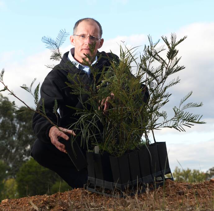 NATURE: Anthony Sheean says about 4000 young native trees will be planted along part of Bendigo Creek for National Tree Day on Sunday. Pictures: DARREN HOWE.