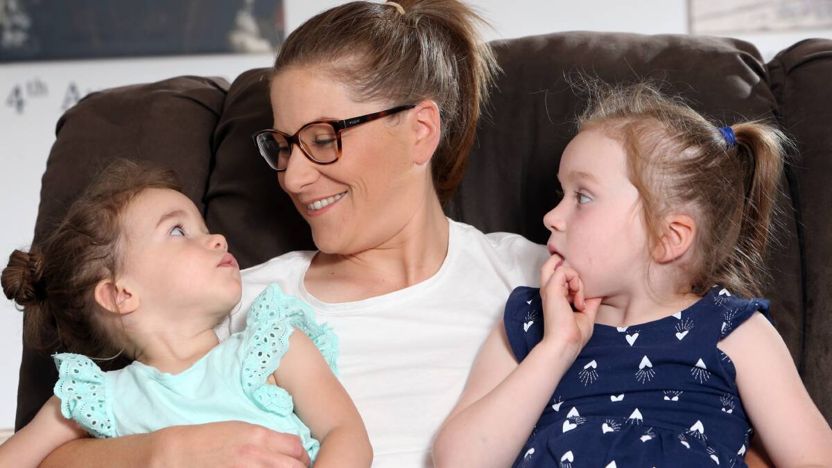 FAMILY: Julianne Baldock with daughters Ivanna and Luella. Picture: GLENN DANIELS.