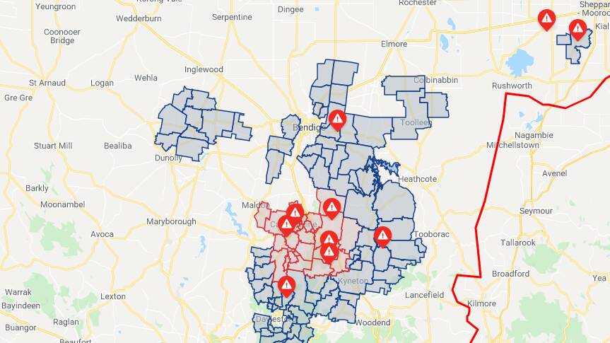 Power outages at 8.40am, January 31. Map: Powercor
