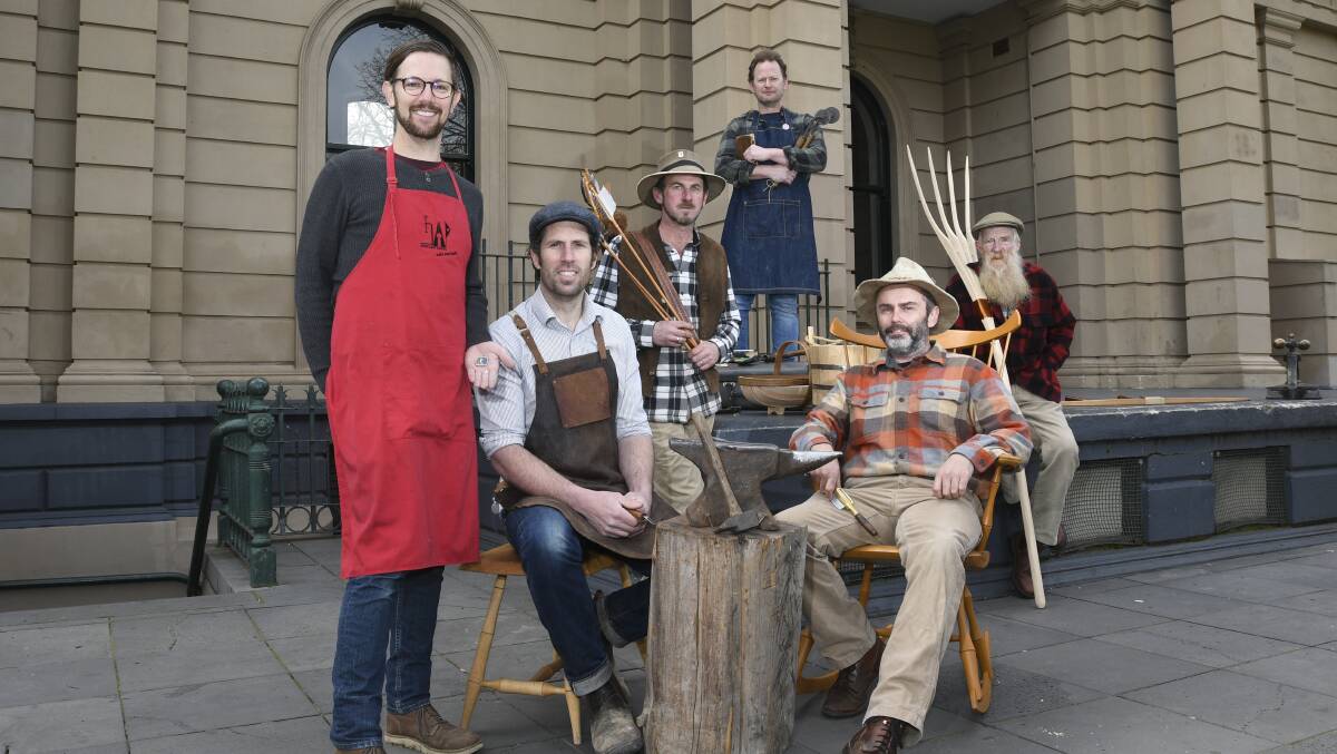 Artisans gather in Bendigo for the announcement of the Lost Trades Fair's new location. Picture: NONI HYETT
