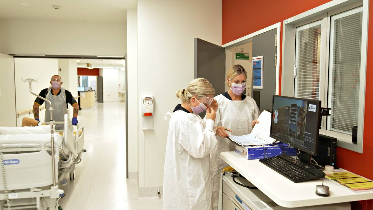 Nurses in the Bendigo Health respiratory isolation ward. Picture: SUPPLIED