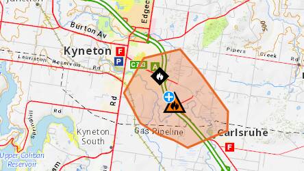 The warning area at 3.30pm on Monday. Picture: VicEmergency