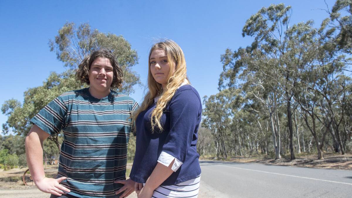 Madison and Liam Giofrelle began a petition for a bus service in Marong. Picture: DARREN HOWE