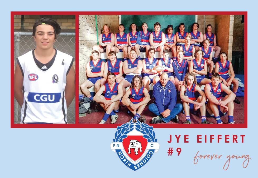 A tribute to Jye Eiffert from North Bendigo Football Netball Club. Picture: supplied