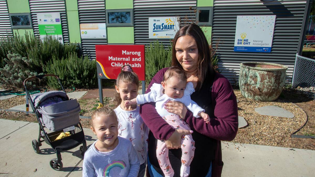 Marong mum Belinda Young said it was silly to shut down the maternal and child health service as families were moving into the area. Picture: PETER WEAVING