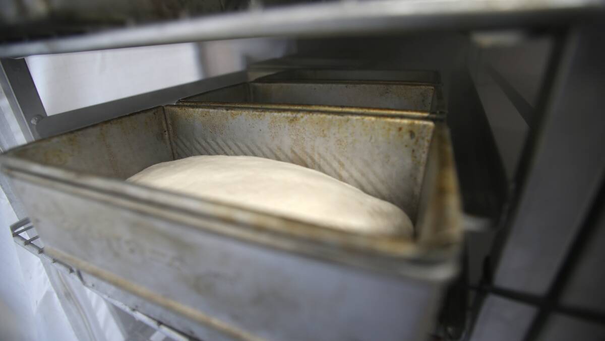 The process of making bread at Blumes' Bakery begins the night before, when Jodie Pillinger mixes a starter to leaven the bread. Picture: GLENN DANIELS.