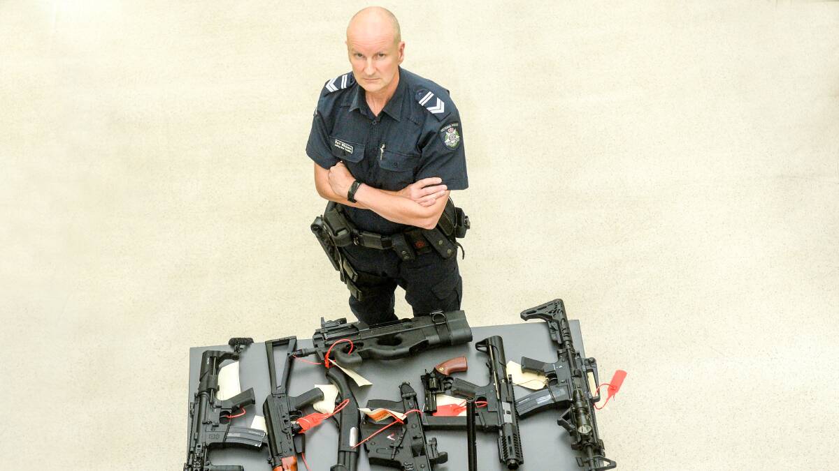 Bendigo District Firearms Officer Leading Senior Constable Mark Wilkinson is reminding gun owners to make sure their firearms are stored correctly. Picture: DARREN HOWE