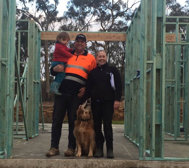 
William, Wayne and Rachel Eve on the site of their new home. Picture: supplied