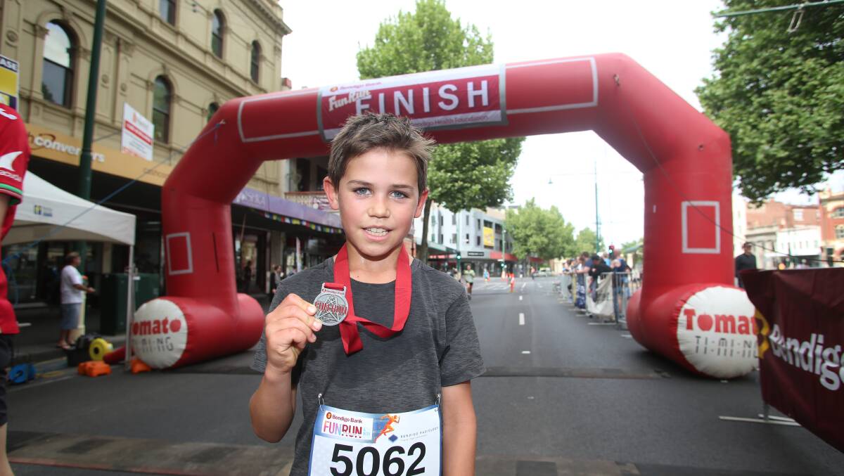 Nine year old Maurice Nihill finished second in the five kilometre race. Picture: GLENN DANIELS.