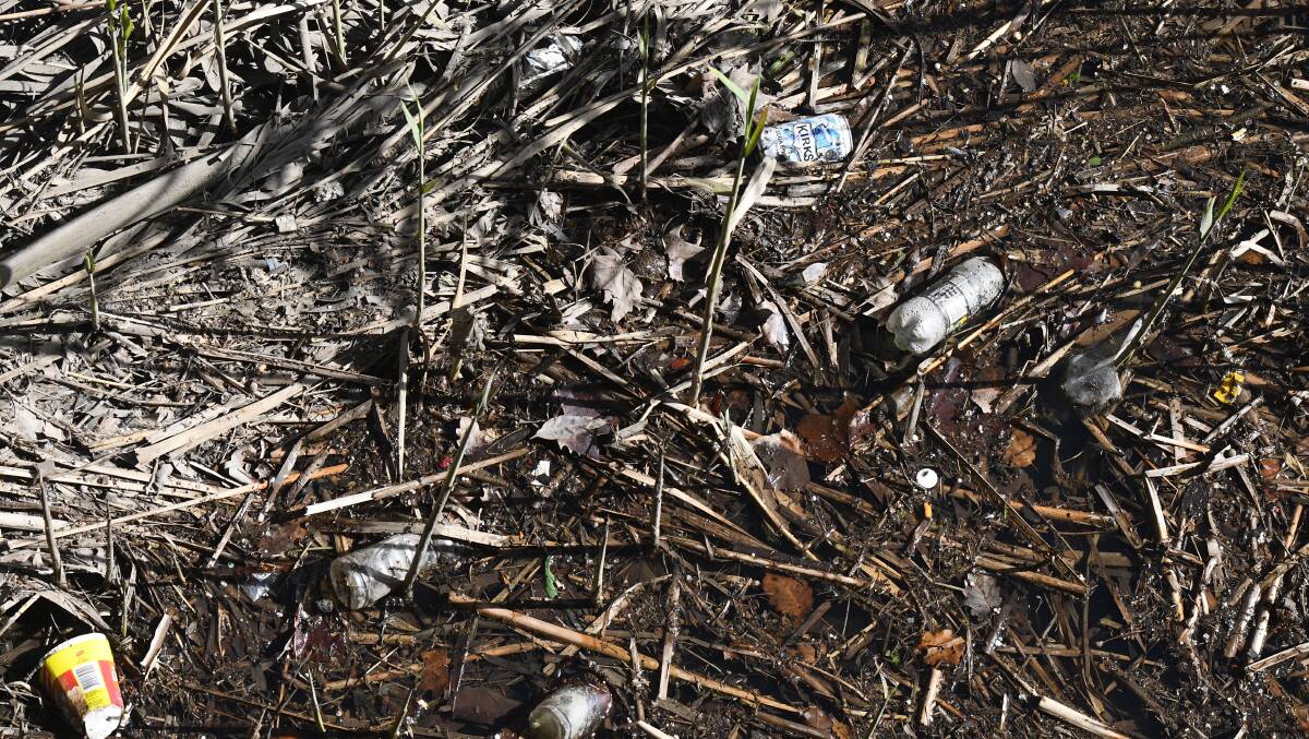 Rubbish in Bendigo Creek. Picture: NONI HYETT