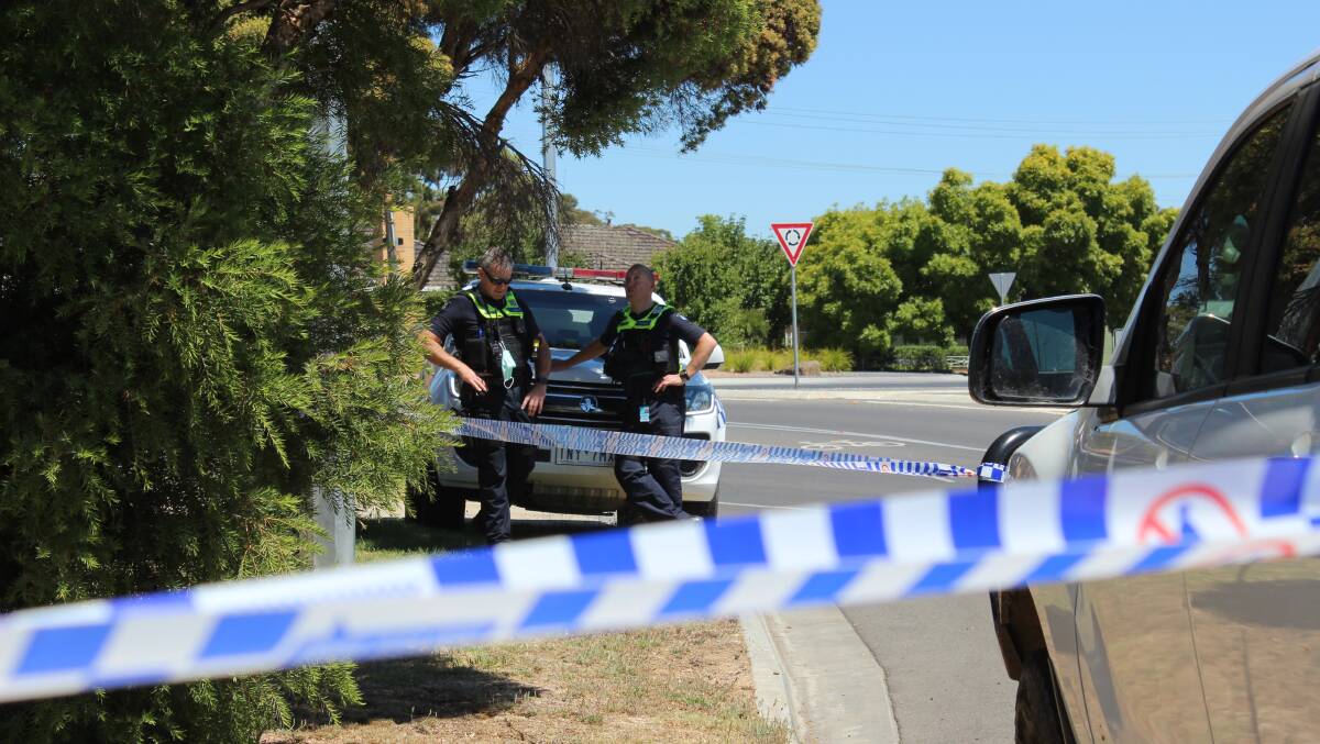 Police on the scene of the Kangaroo Flat incident. Picture: ELSPETH KERNEBONE