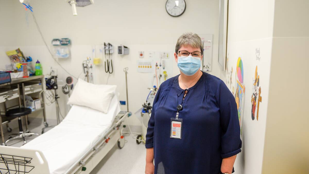 Debbie Forbes in the Bendigo Health children's ward. Picture: DARREN HOWE