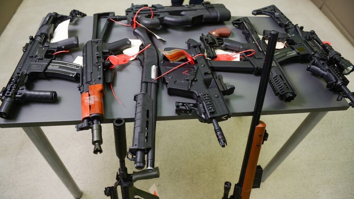 Some of the illegal firearms seized by police. Picture: DARREN HOWE
