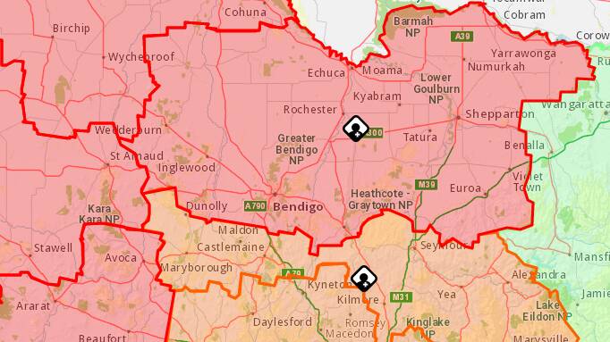 Thunderstorm asthma forecasts were high in the northern country and moderate in the north central region about 7am on Wednesday. Picture: VicEmergency