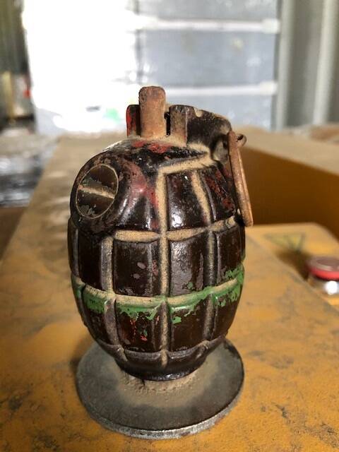 The unexploded grenade. Picture: supplied
