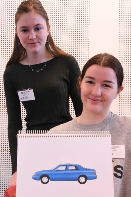 TRAINING HELP: Speech pathology students Mikaela Cockroft and Tessa Kennedy. Picture: ELSPETH KERNEBONE