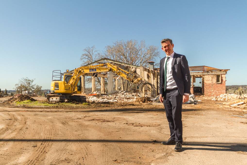 FUTURE STEPS: Agent Tom Maher on site at the future Fortuna Villa Estate as demolition begins in August. Picture: supplied.