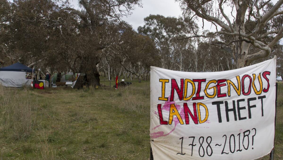 LAND PROTEST: A protest camp at the Djab Wurrung birthing trees in 2018. Picture: PETER PICKERING