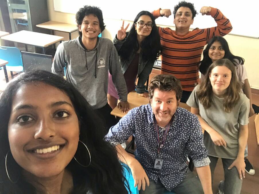 INDIA DREAM: Nick Freeman with students at Kodaikanal International School, in India, where he has been teaching since January 2021, despite the COVID-19 pandemic. Picture: SUPPLIED