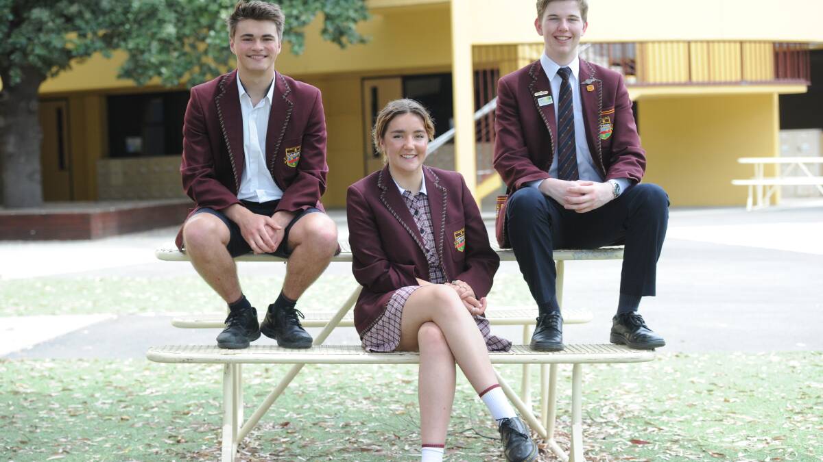 Girton Grammar students Hugo Begg, Eliza Griffiths and Dominic Tune all scored highly. Picture: ELSPETH KERNEBONE