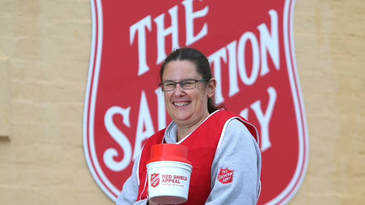 Kelly Walker of the Salvation Army raises funds as part of the 2016 appeal. Picture: GLENN DANIELS
