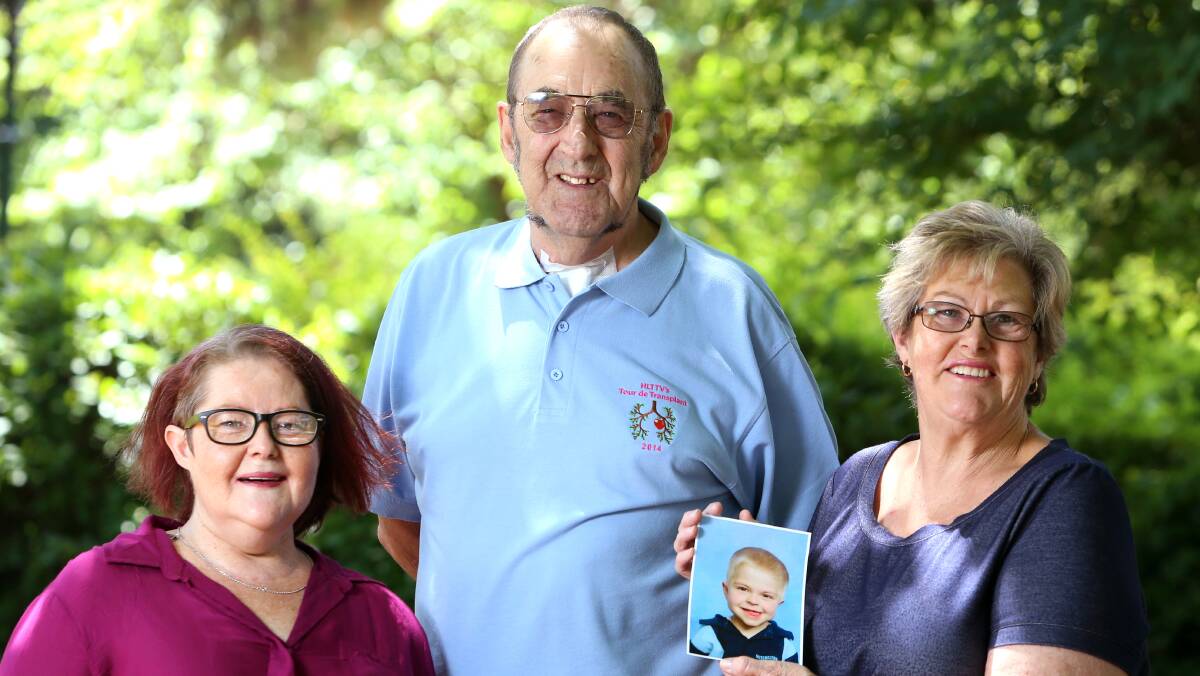 GIFT OF LIFE: Organ recipients Louise Street, Russell Todd with Maree Walker and a photo of Mrs Walker's grandson Jack Atkins-Walker, who also owes his life to a transplanted organ. Picture: GLENN DANIELS.