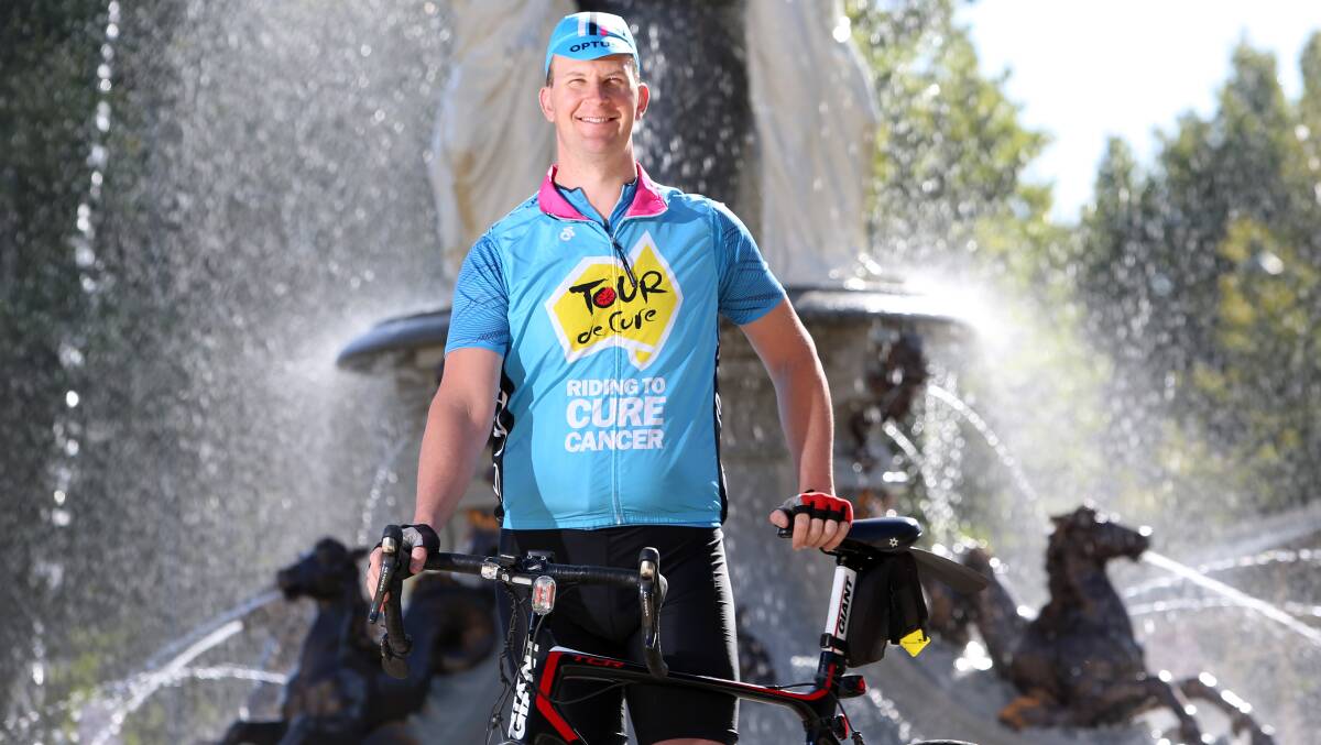 Scott Eldridge will ride from Sydney to Geelong to raise money for cancer research. Picture: GLENN DANIELS.