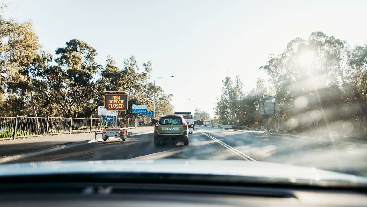 Crossing the NSW border. Picture: CLAIRA WHIPP