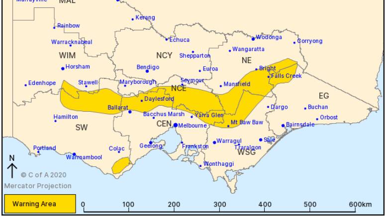 The severe weather warning issued at 4.53am, Wednesday November 11. Picture: BUREAU OF METEOROLOGY