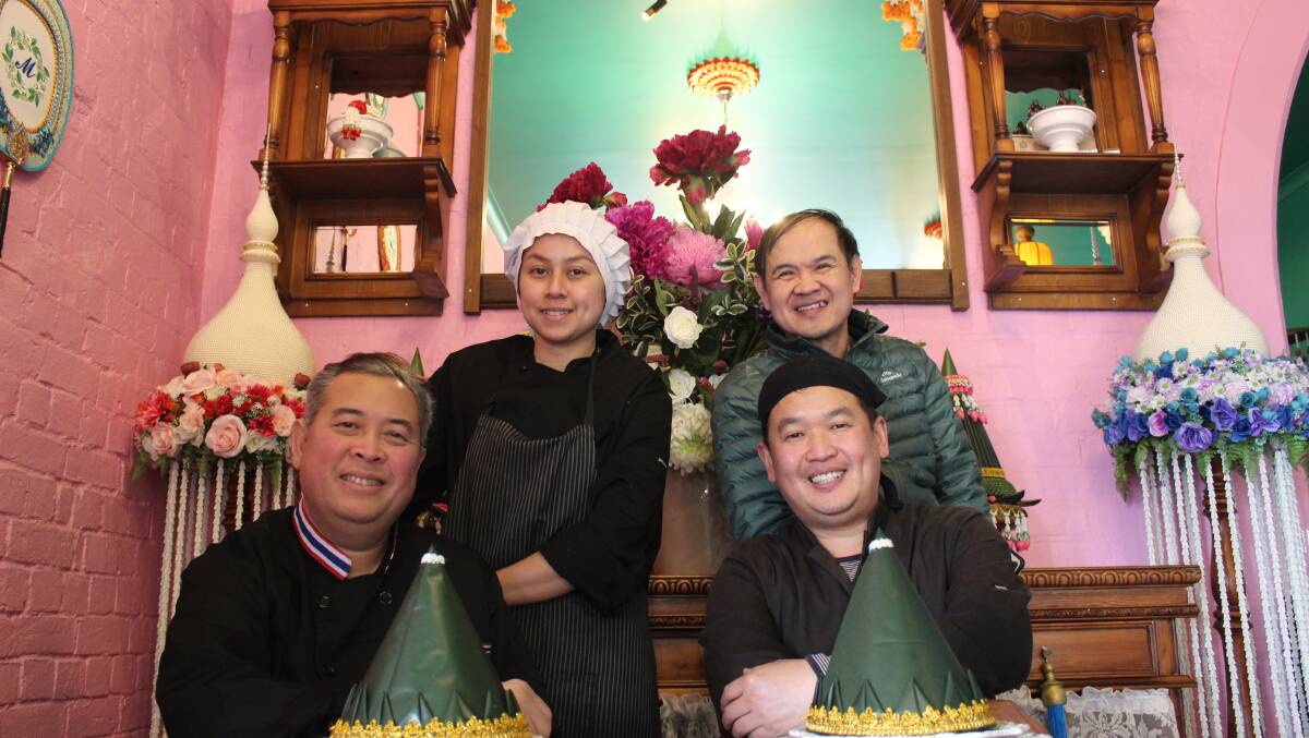 Tong Sanchai, Povy Meeboonya, S Singsuriyakul and O Lamprawat inside the restaurant.