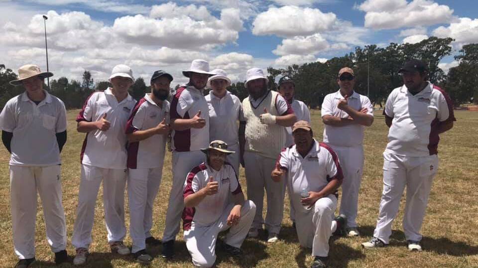 John Bergman with mates from Newbridge Cricket Club. Picture: supplied