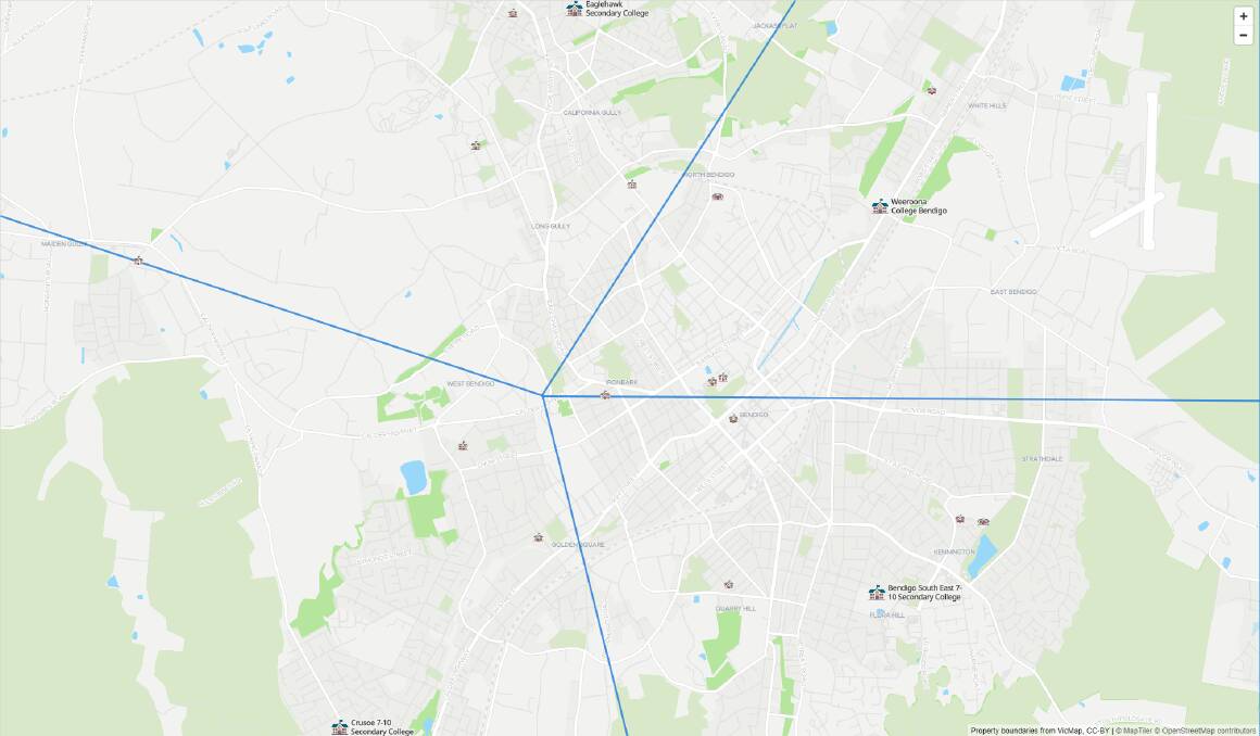 Bendigo school zones. Map: findmyschool