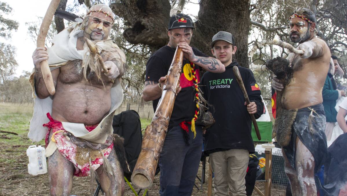 SACRED SITE: Protesters at the Djab Wurrung birthing trees beside the Western Highway. Picture: PETER PICKERING
