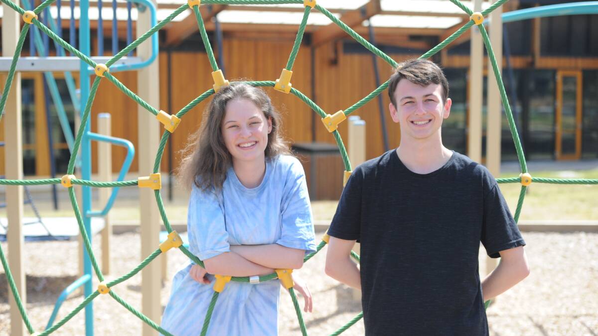 Marist College students Sarah Sinapius and Luke Basile both scored in the high 90s in their Victorian Certificate of Education. Picture: ELSPETH KERNEBONE