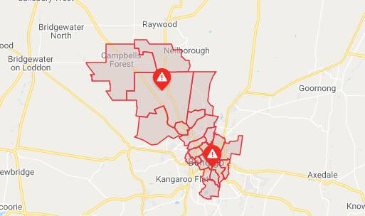 Outages at 9.30am. Map: Powercor