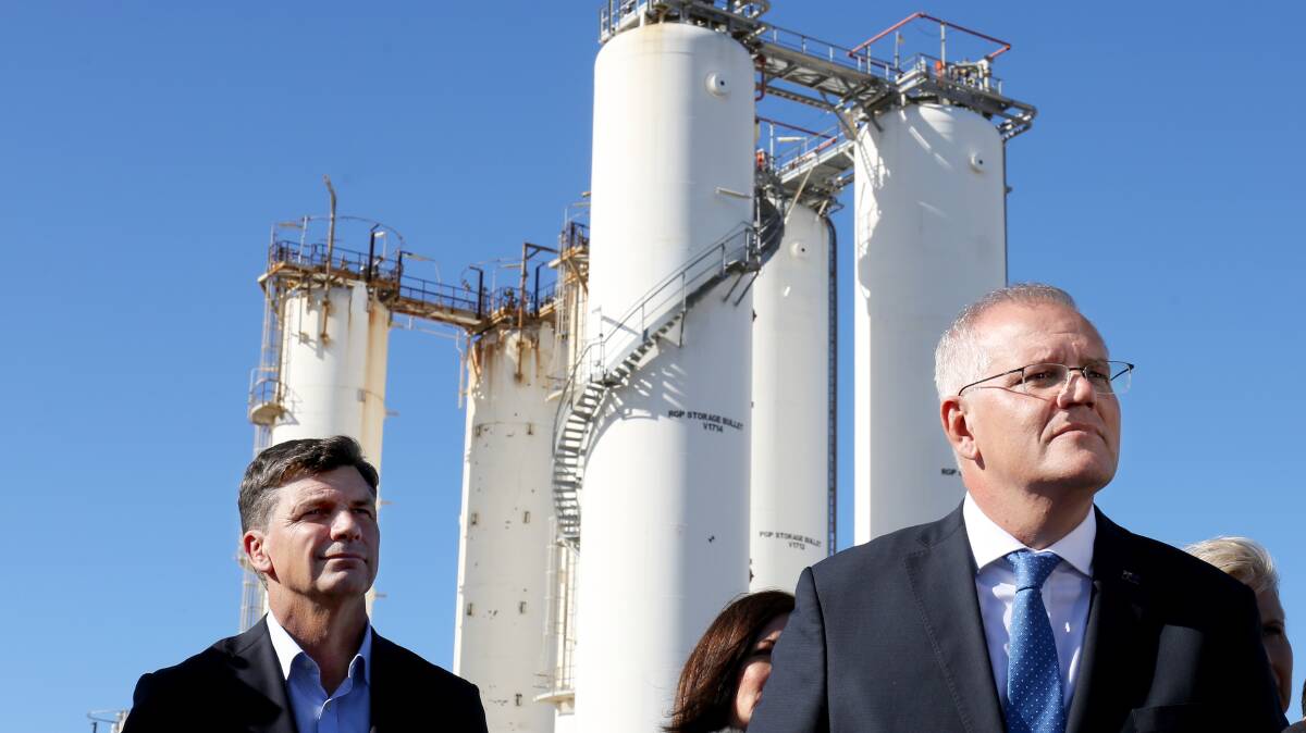 Prime Minister Scott Morrison visits Viva energy's Oil Refinery in Corio Picture: James Croucher