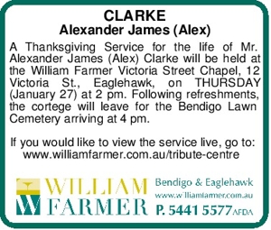 CLARKE
Alexander James (Alex)
A Thanksgiving Service for the l