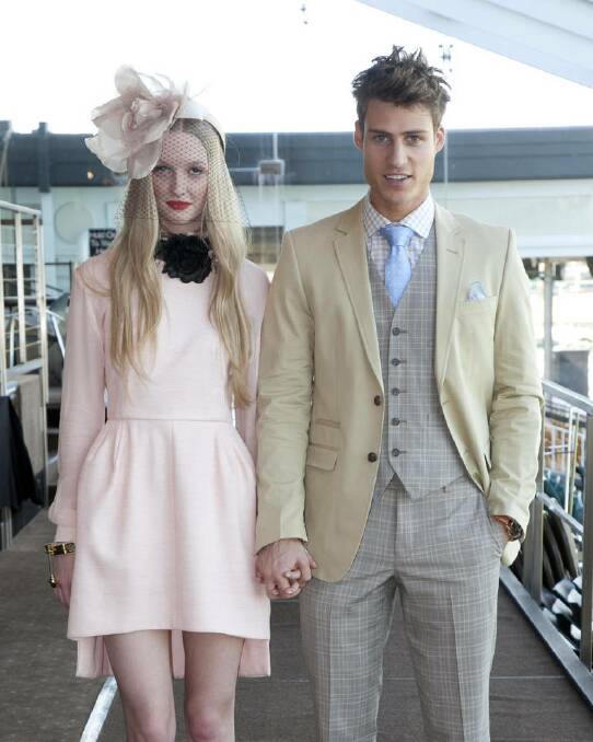 Spring Hay fever: Oliver Hay, in Dom
Bagnato, and Maddy Hamilton, in Ellery,
at the Flemington spring fashion lunch.