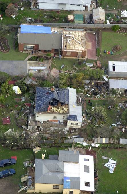 DESTROYED: Houses after a tornado hit Bendigo in 2003.