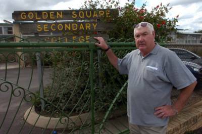 UPSET: Ed Thomas outside Golden Square Secondary College yesterday.
